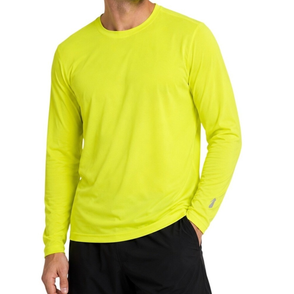 Brooks Neon Yellow Long Sleeve Running Shirt Men's XXL